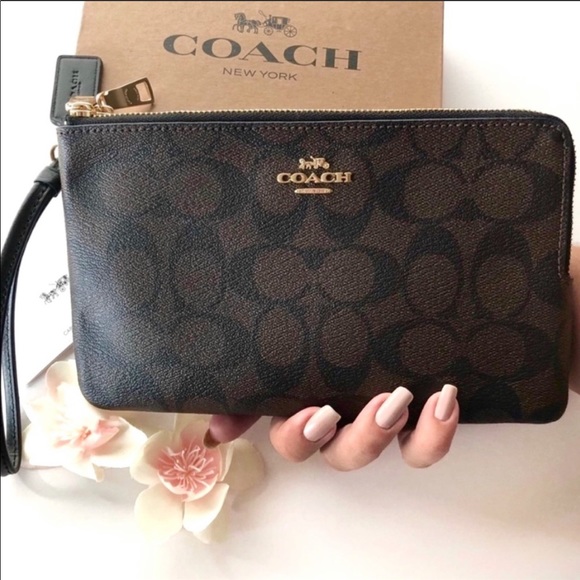 Coach Signature Double Zip Clutch | Wristlet - Picture 2 of 8